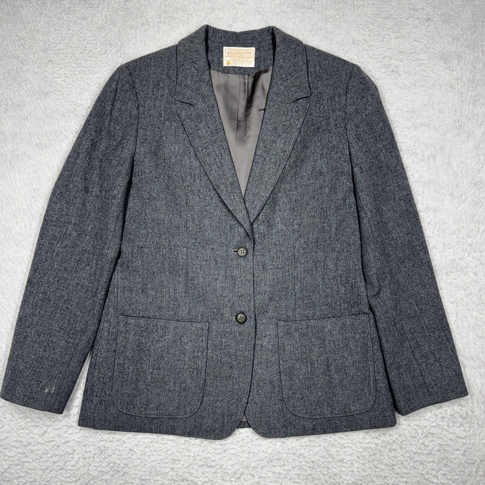 (FLAWS) Vintage Pendleton 100% Virgin Wool 2-Piece Skirt Blazer Suit Set Size XS - Picture 2 of 16